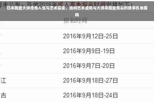 日本陶瓷大师传奇人生与艺术探索，独特艺术成就与大师级陶瓷背后的故事名单揭晓