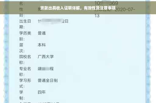 贷款出具收入证明详解，有效性及注意事项