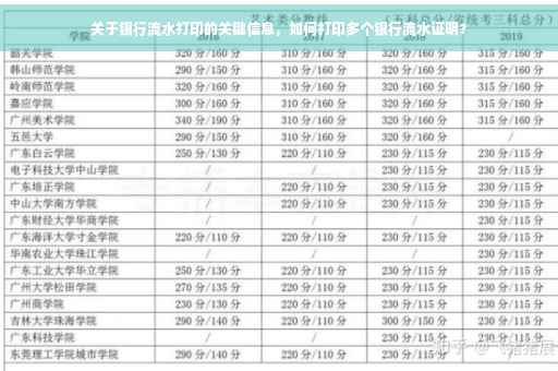 关于银行流水打印的关键信息，如何打印多个银行流水证明？