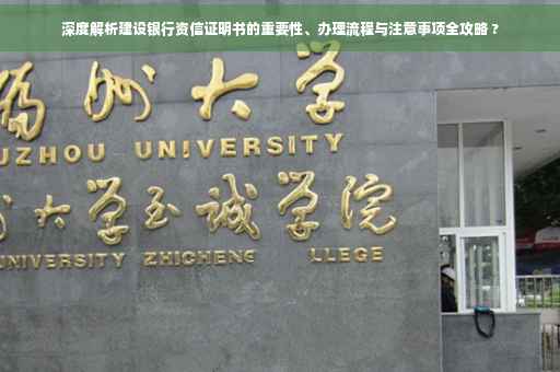 深度解析建设银行资信证明书的重要性、办理流程与注意事项全攻略 ?