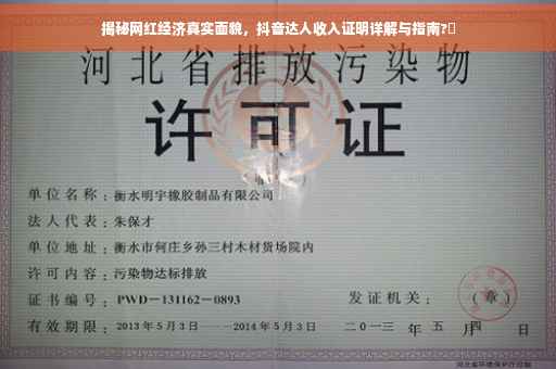 揭秘网红经济真实面貌，抖音达人收入证明详解与指南?✨
