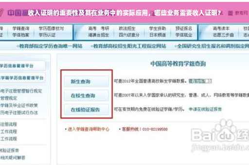 收入证明的重要性及其在业务中的实际应用，哪些业务需要收入证明？
