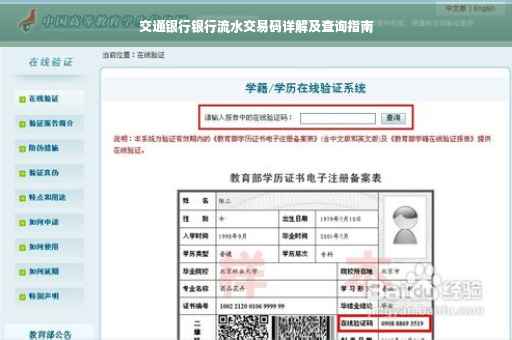 交通银行银行流水交易码详解及查询指南