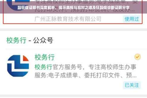 躁狂症证明书深度解析，揭示真相与应对之道及狂躁症诊断证明分享