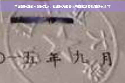中国银行查别人银行流水，犯罪行为的警示与防范攻略及注意事项 ??