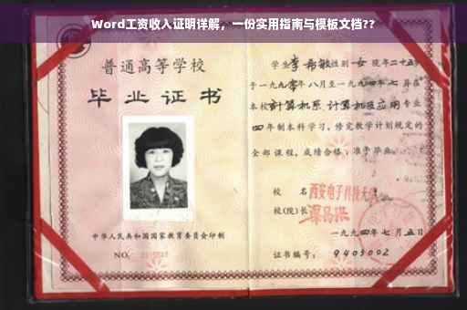 Word工资收入证明详解，一份实用指南与模板文档??