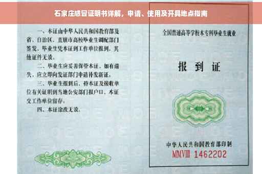 石家庄感冒证明书详解，申请、使用及开具地点指南