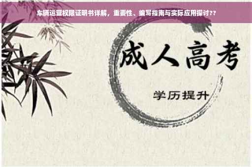 车辆运营权限证明书详解，重要性、编写指南与实际应用探讨??