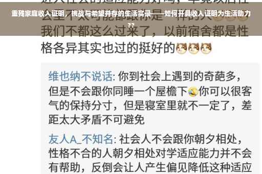 重残家庭收入证明，挑战与希望并存的生活实录——如何开具收入证明为生活助力??