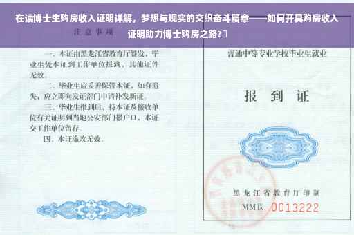 在读博士生购房收入证明详解，梦想与现实的交织奋斗篇章——如何开具购房收入证明助力博士购房之路?✨