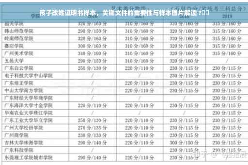 孩子改姓证明书样本，关键文件的重要性与样本图片解读 ?⚡️