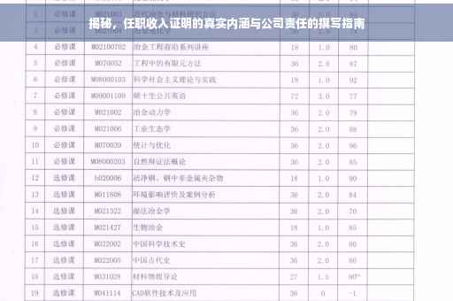 揭秘，任职收入证明的真实内涵与公司责任的撰写指南