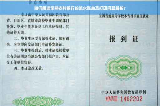 如何解读常熟农村银行的流水账单及打印问题解析?
