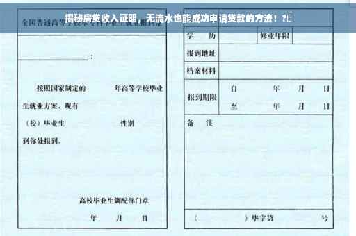 揭秘房贷收入证明，无流水也能成功申请贷款的方法！?✨