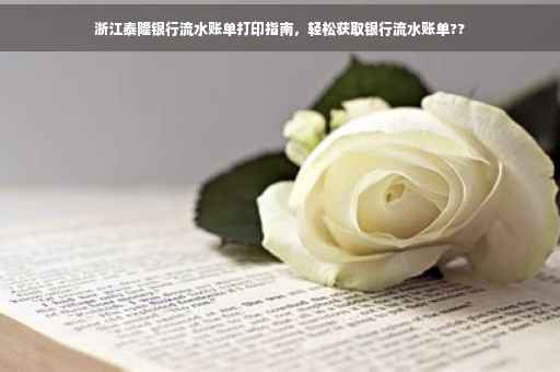 浙江泰隆银行流水账单打印指南，轻松获取银行流水账单??