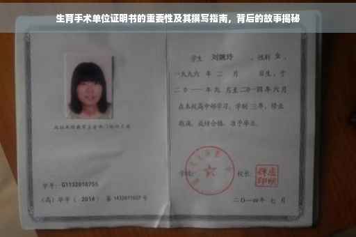 生育手术单位证明书的重要性及其撰写指南，背后的故事揭秘