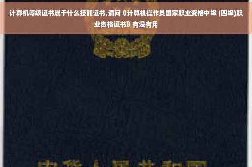 计算机等级证书属于什么技能证书,请问《计算机操作员国家职业资格中级 (四级)职业资格证书》有没有用