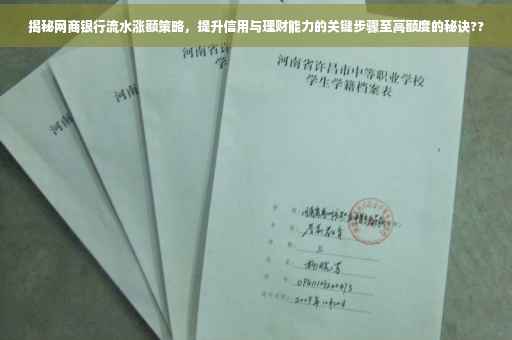 揭秘网商银行流水涨额策略，提升信用与理财能力的关键步骤至高额度的秘诀??