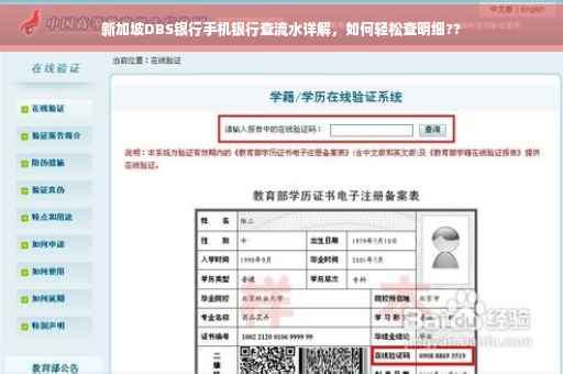 新加坡DBS银行手机银行查流水详解，如何轻松查明细??