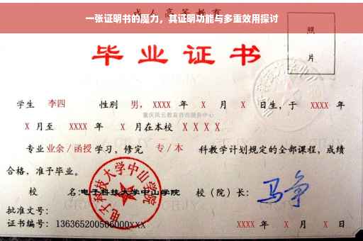 一张证明书的魔力，其证明功能与多重效用探讨