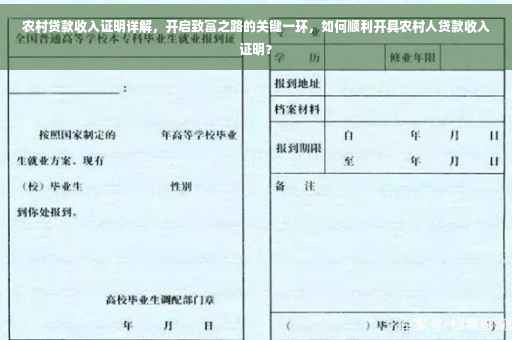 农村贷款收入证明详解，开启致富之路的关键一环，如何顺利开具农村人贷款收入证明？