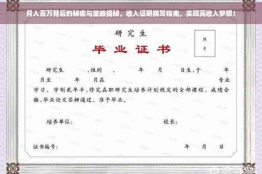 月入百万背后的秘密与策略揭秘，收入证明撰写指南，实现高收入梦想！