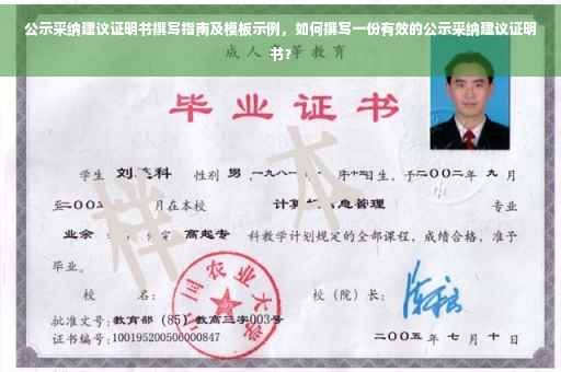 公示采纳建议证明书撰写指南及模板示例，如何撰写一份有效的公示采纳建议证明书？