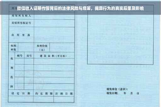 微信收入证明作假背后的法律风险与危害，揭露行为的真实后果及影响