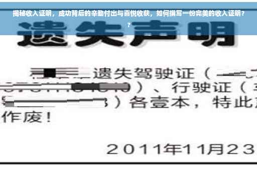 揭秘收入证明，成功背后的辛勤付出与喜悦收获，如何撰写一份完美的收入证明？?