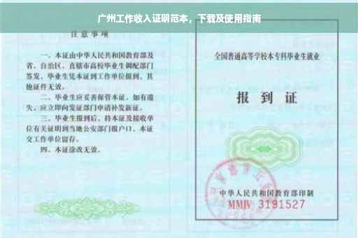 广州工作收入证明范本，下载及使用指南