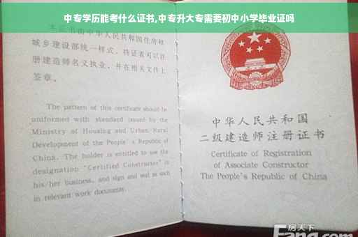 中专学历能考什么证书,中专升大专需要初中小学毕业证吗