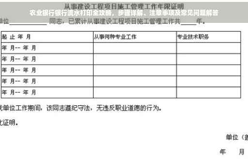 农业银行银行流水打印全攻略，步骤详解、注意事项及常见问题解答