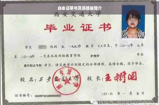 自由证明书及其模板简介
