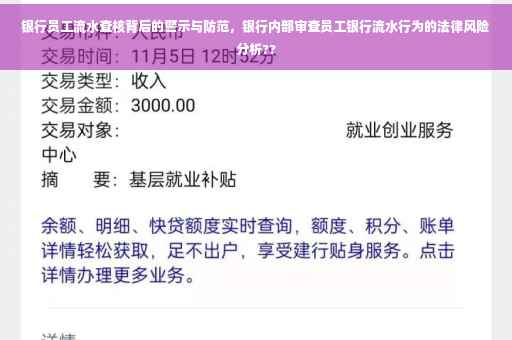 银行员工流水查核背后的警示与防范，银行内部审查员工银行流水行为的法律风险分析??