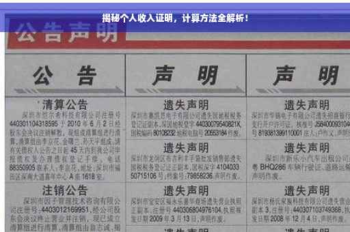 揭秘个人收入证明，计算方法全解析！