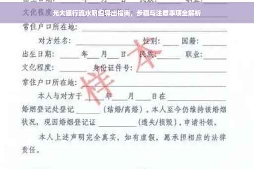 光大银行流水明细导出指南，步骤与注意事项全解析