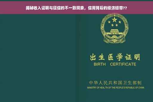 揭秘收入证明与征信的不一致现象，信用背后的经济纽带??