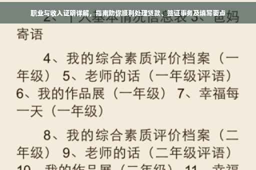 职业与收入证明详解，指南助你顺利处理贷款、签证事务及填写要点