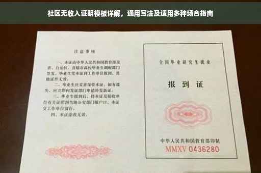 社区无收入证明模板详解，通用写法及适用多种场合指南