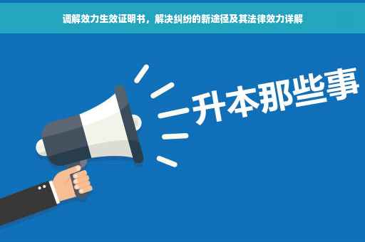 调解效力生效证明书，解决纠纷的新途径及其法律效力详解