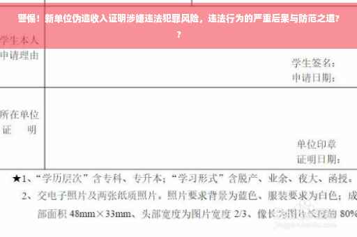 警惕！新单位伪造收入证明涉嫌违法犯罪风险，违法行为的严重后果与防范之道??