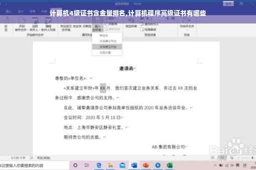计算机4级证书含金量排名,计算机程序高级证书有哪些