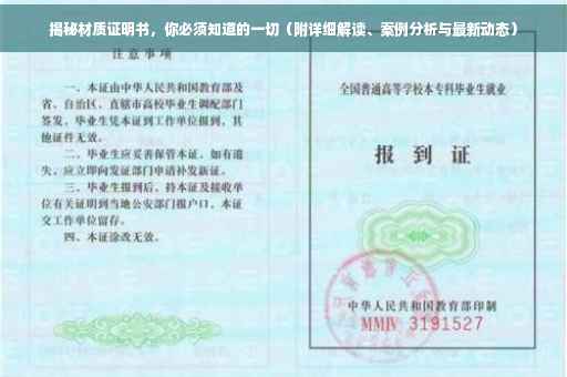 揭秘材质证明书，你必须知道的一切（附详细解读、案例分析与最新动态）