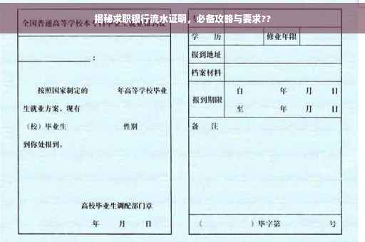 揭秘求职银行流水证明，必备攻略与要求??