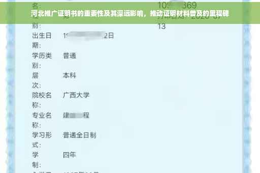 河北推广证明书的重要性及其深远影响，推动证明材料普及的里程碑