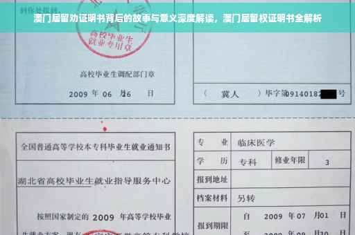 澳门居留劝证明书背后的故事与意义深度解读，澳门居留权证明书全解析