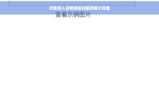 农民收入证明模板详解及图片指南