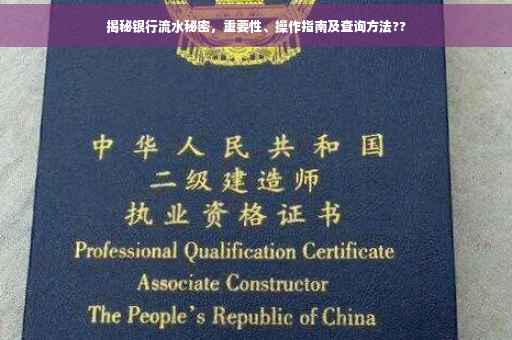 揭秘银行流水秘密，重要性、操作指南及查询方法??