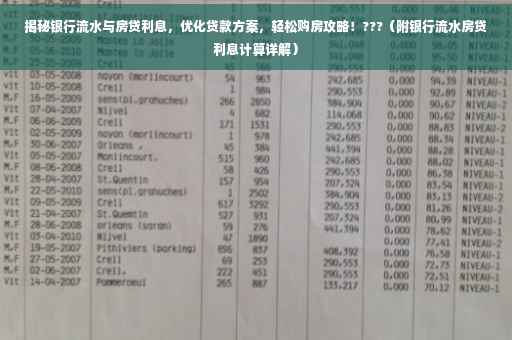 揭秘银行流水与房贷利息，优化贷款方案，轻松购房攻略！???（附银行流水房贷利息计算详解）