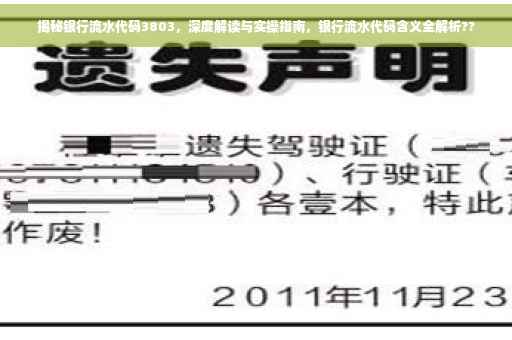揭秘银行流水代码3803，深度解读与实操指南，银行流水代码含义全解析??